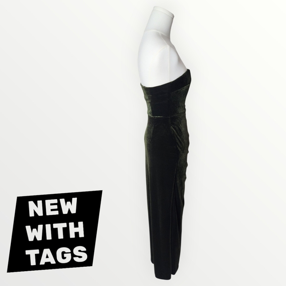 Anthropology  BHLDN  Olive Green Strapless Dress | Size XS - Picture 10 of 11